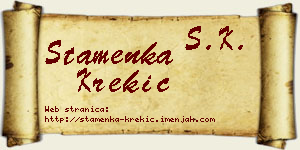 Stamenka Krekić vizit kartica
